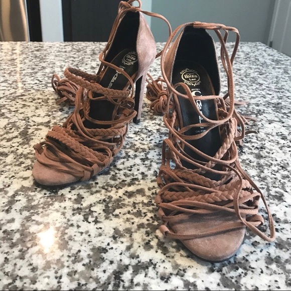 Jeffrey Campbell Laceup Heels, Taupe - Picture 2 of 7